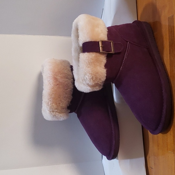 BearPaw. Abby; Purple Sheep Skin Suede; Wool Blend Lining;  Like New. Size 7. - Picture 1 of 13